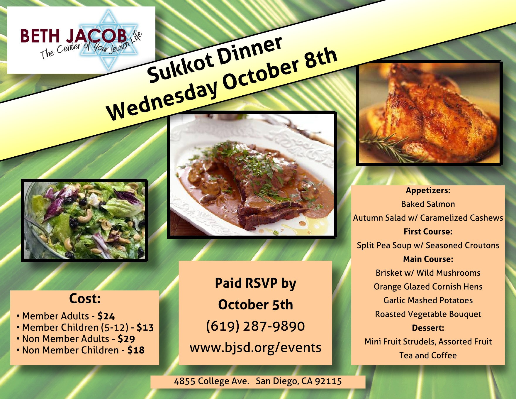 Sukkot Dinner 2014 Event Beth Jacob Congregation