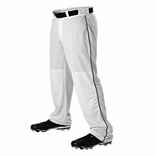 Teamwork Youth Baseball Pants White w/Navy Pipe Medium Open Bottom 14oz