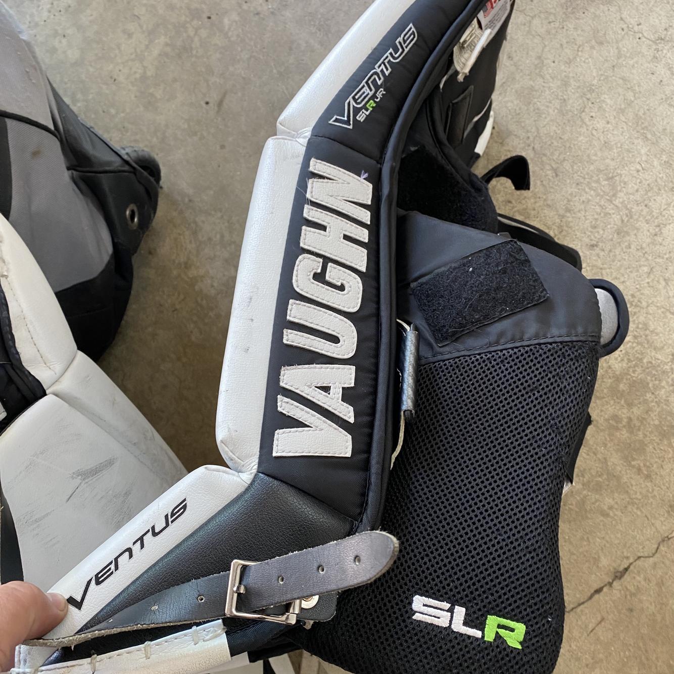 White Used 26" Vaughn Ventus SLR Jr Goalie Leg Pads SidelineSwap