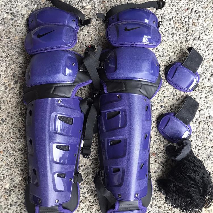 Nike Catcher's Leg Guards 17” Purple Baseball Catcher's Equipment