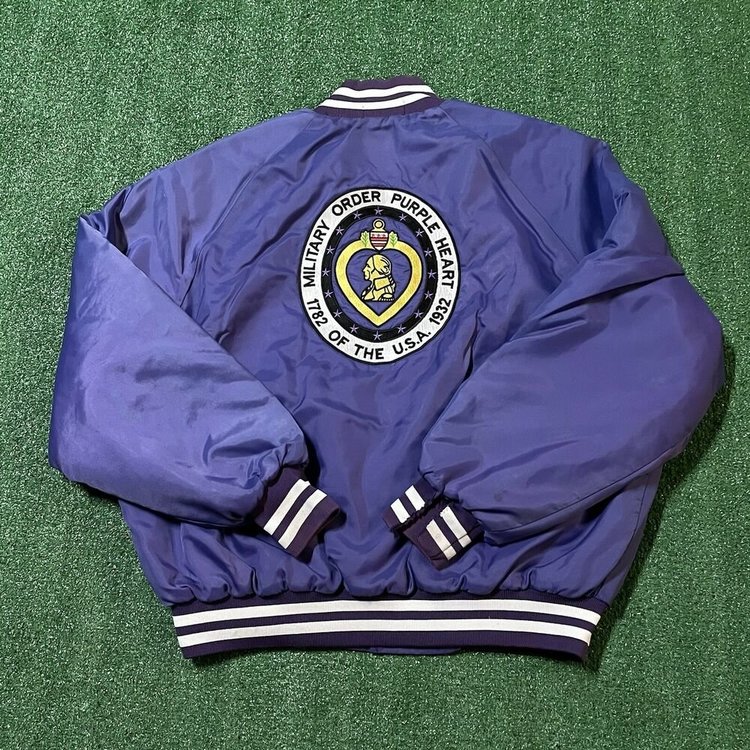 Purple Heart Military Jacket Mens XL Vintage Hero Satin Purple Coat