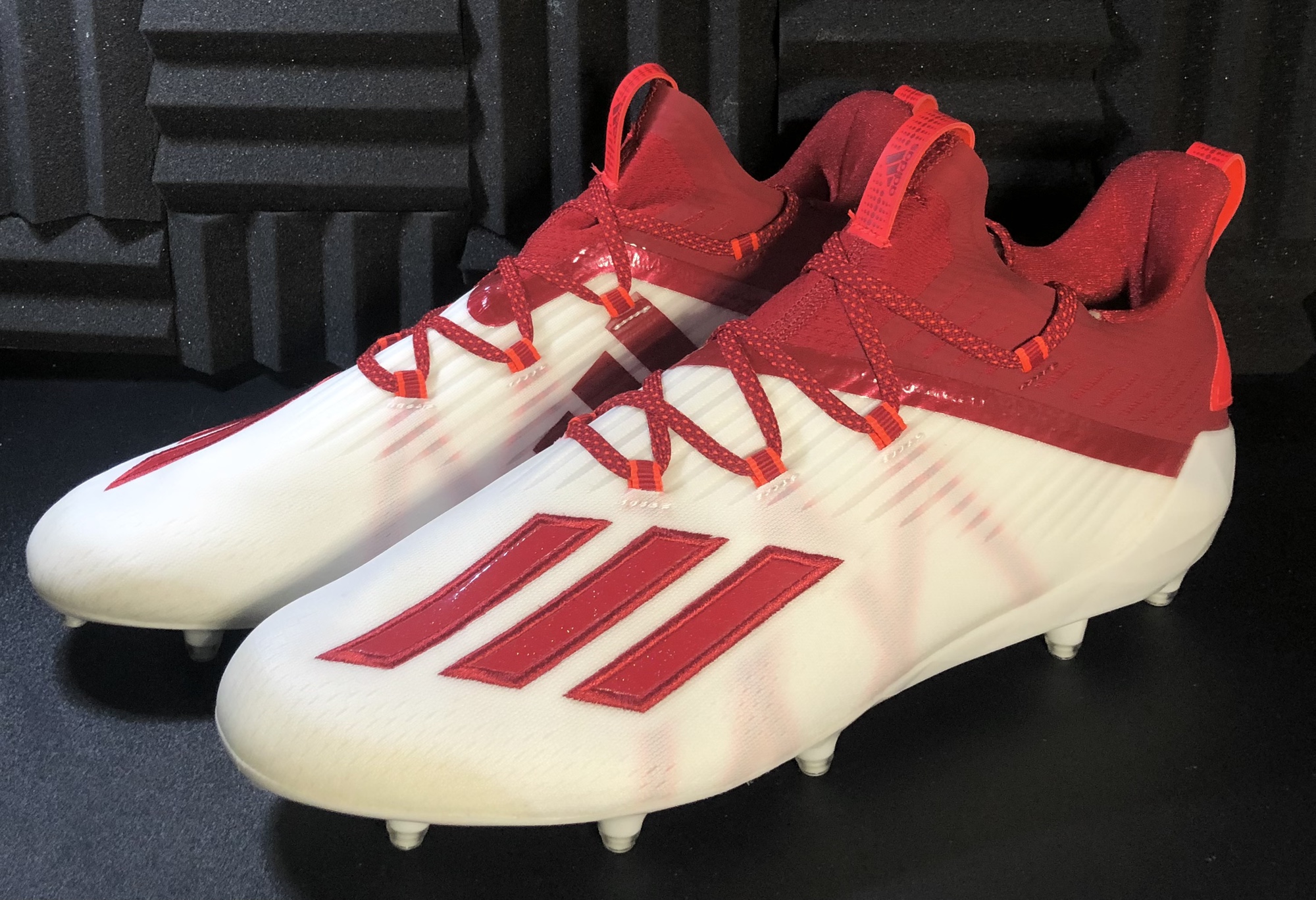 Adidas Adizero Football Cleats White Red EF3471 Men's size 12.5