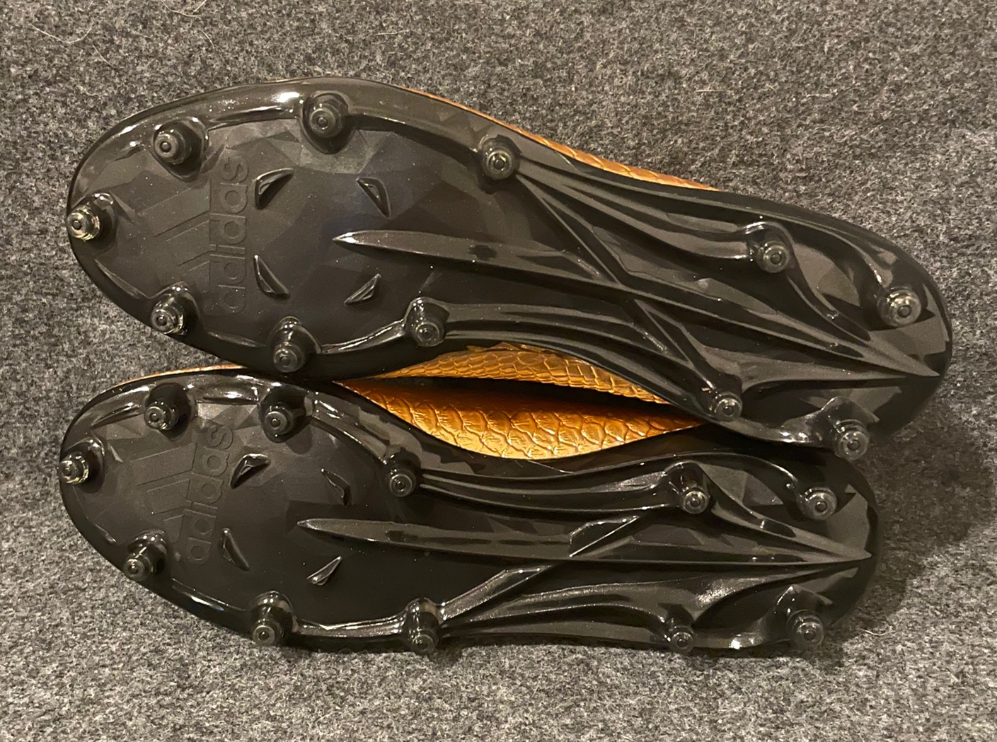 Men’s Adidas Adizero 5Star BW077 Football Cleats Gold Black Snakeskin