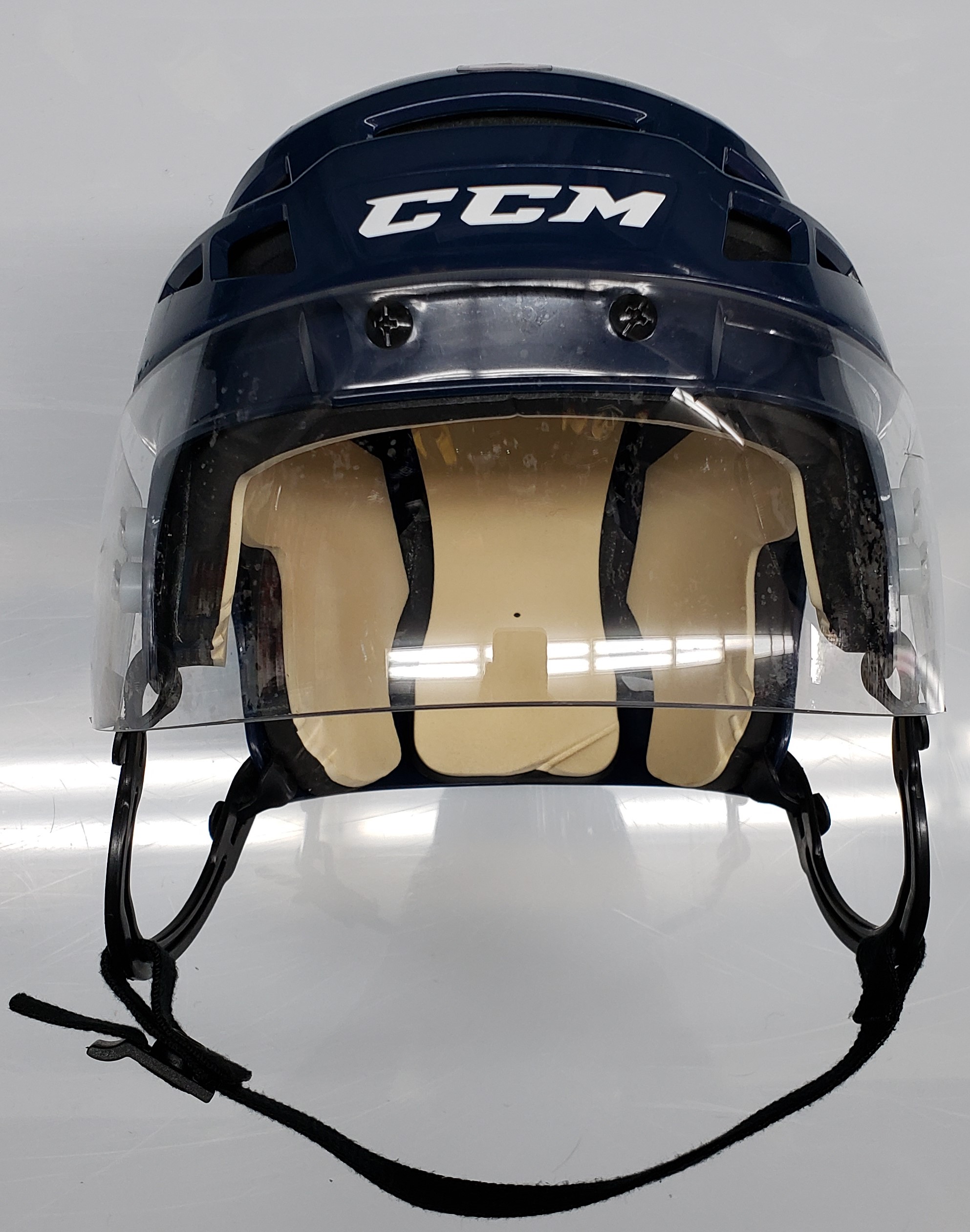 CCM VECTOR V08 PRO STOCK HOCKEY HELMET NAVY MEDIUM HARTFORD WOLF PACK