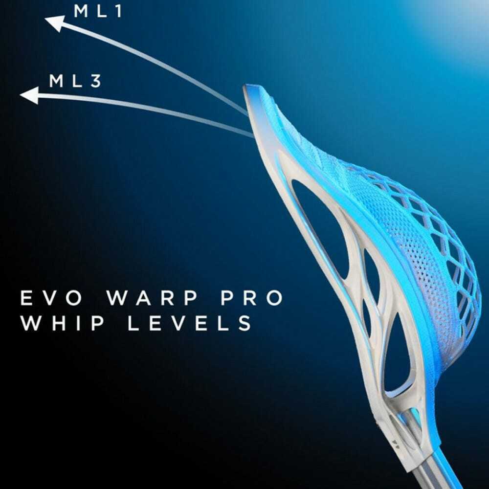 New Warrior Evo Warp Pro Lacrosse Head whip 3 strung BEWRP18 stringing