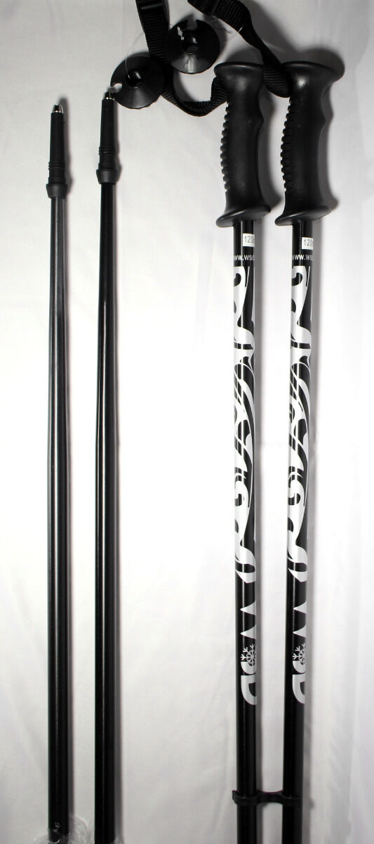 NEW Ski poles adult downhill/alpine Aluminum black/silver Pair 120cm