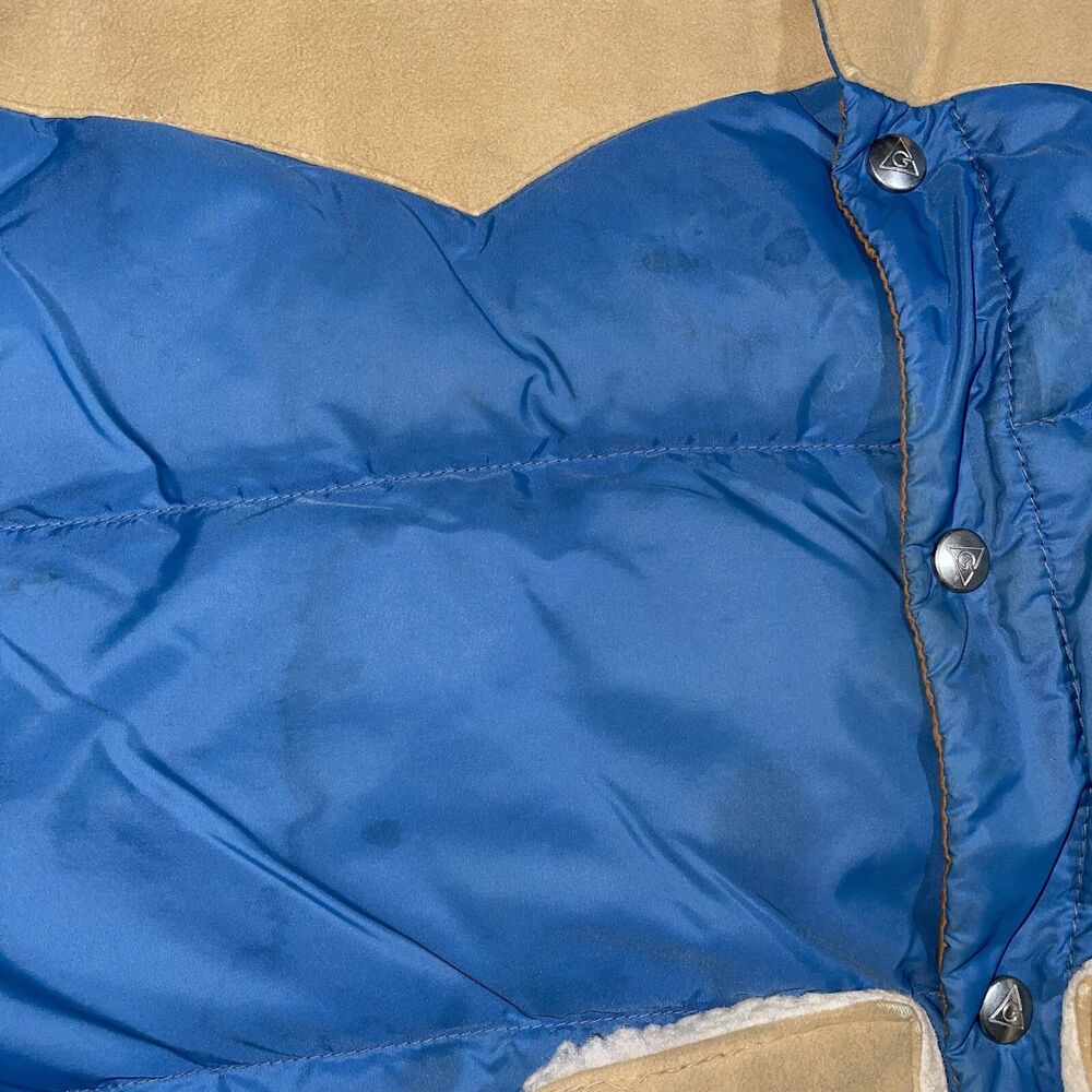Vintage Gerry Leather Down Puffer Ski Hiking Two Tone Vest Yoke USA