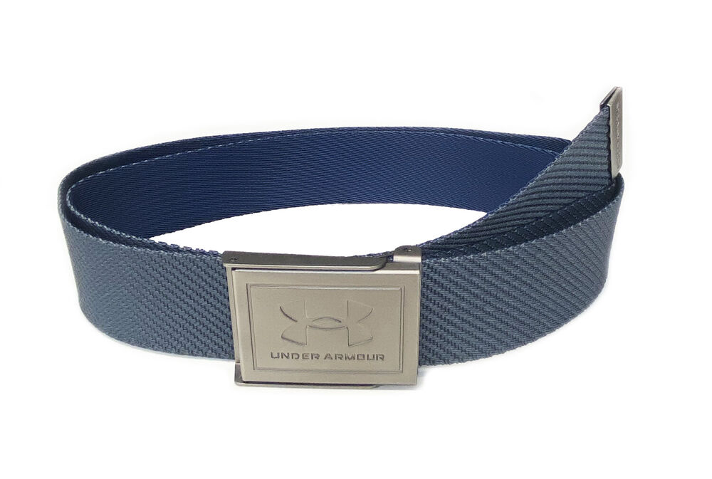 NEW Under Armour Reversible Pitch Grey/Navy  Golf Belt OSFM Cut To Length SidelineSwap