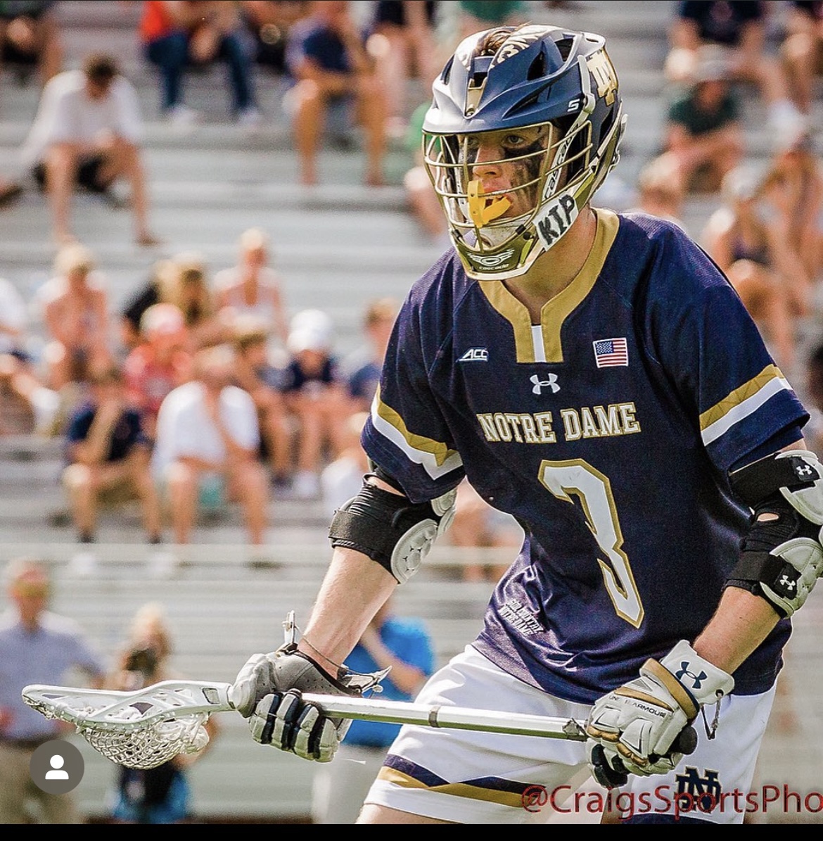 Notre Dame Lacrosse Helmet Special Matte Blue 3 SidelineSwap