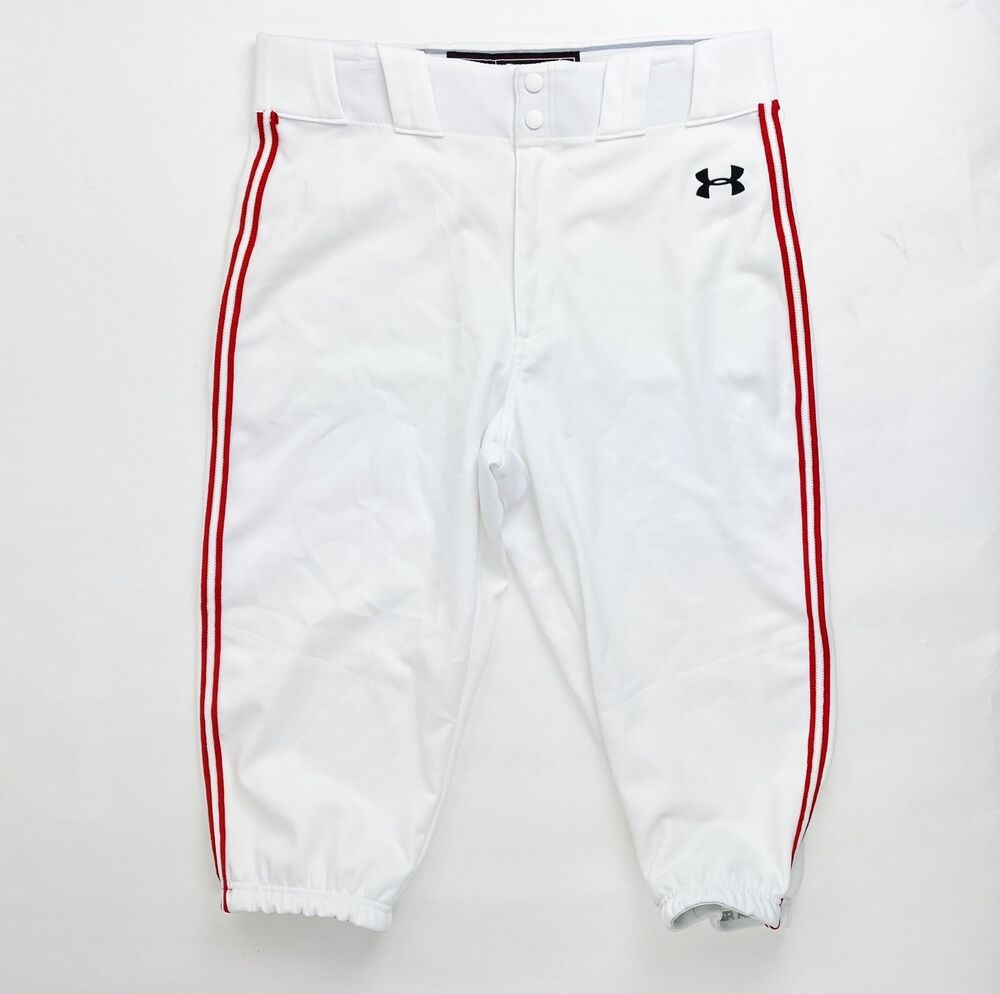 Under Armour Icon Knicker Baseball Pant Piping Men's Large White Red
