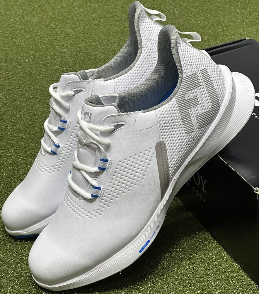 FootJoy FJ Fuel Mens Spikeless Golf Shoes 55440 White/Blue 8.5 Medium