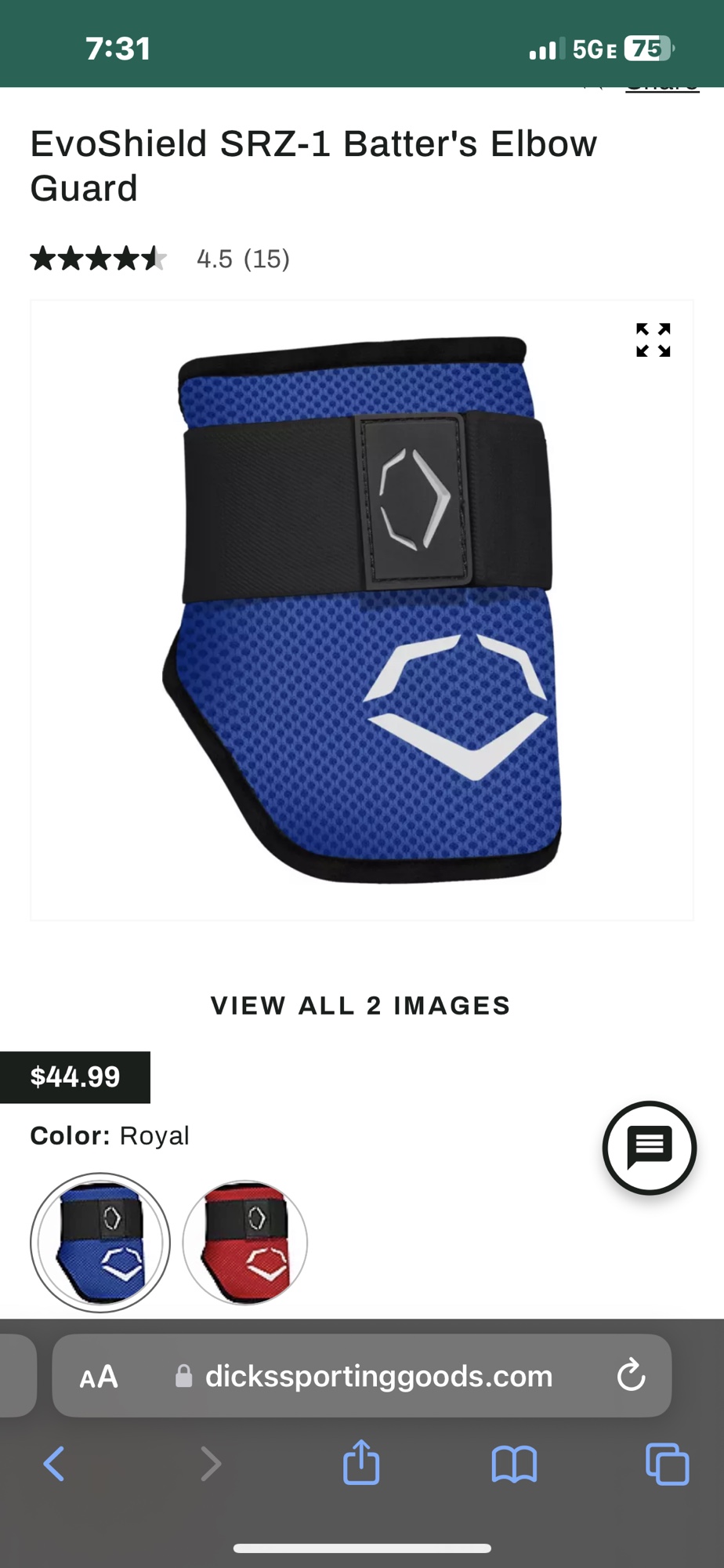 Black New Senior EvoShield Elbow Protection Elbow Guard SidelineSwap