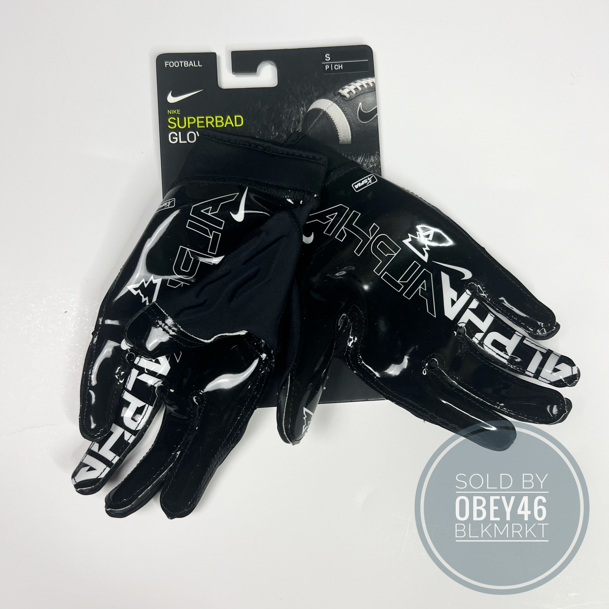 NIKE SUPERBAD 6.0 PADDED FOOTBALL GLOVES ALPHA BLACK WHITE S SidelineSwap