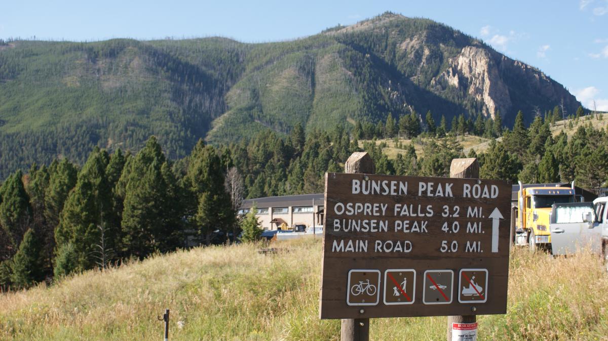 Bunsen Peak Road Mountain Bike Trail in Yellowstone National Park