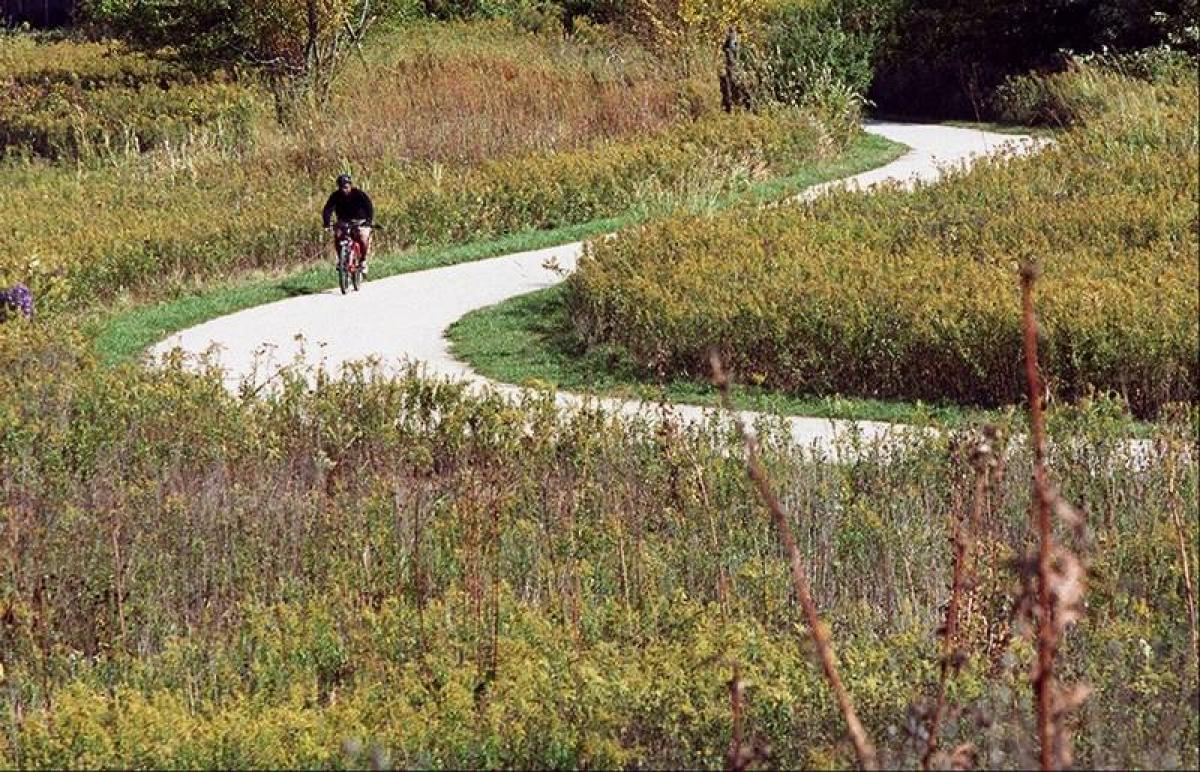 Springbrook Prairie Forest Preserve Mountain Bike Trail in Naperville