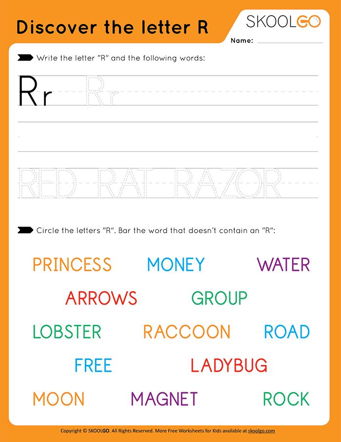 Discover The Letter R Worksheet by