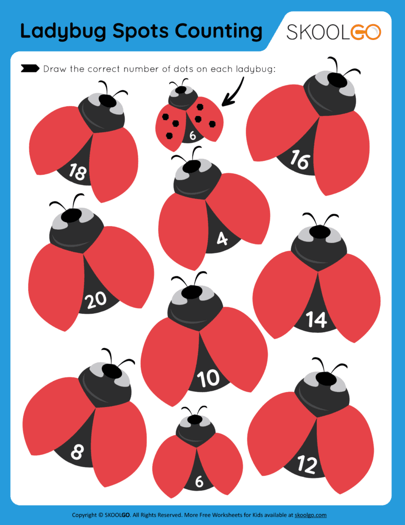 Ladybug Spots Counting Free Worksheet SKOOLGO