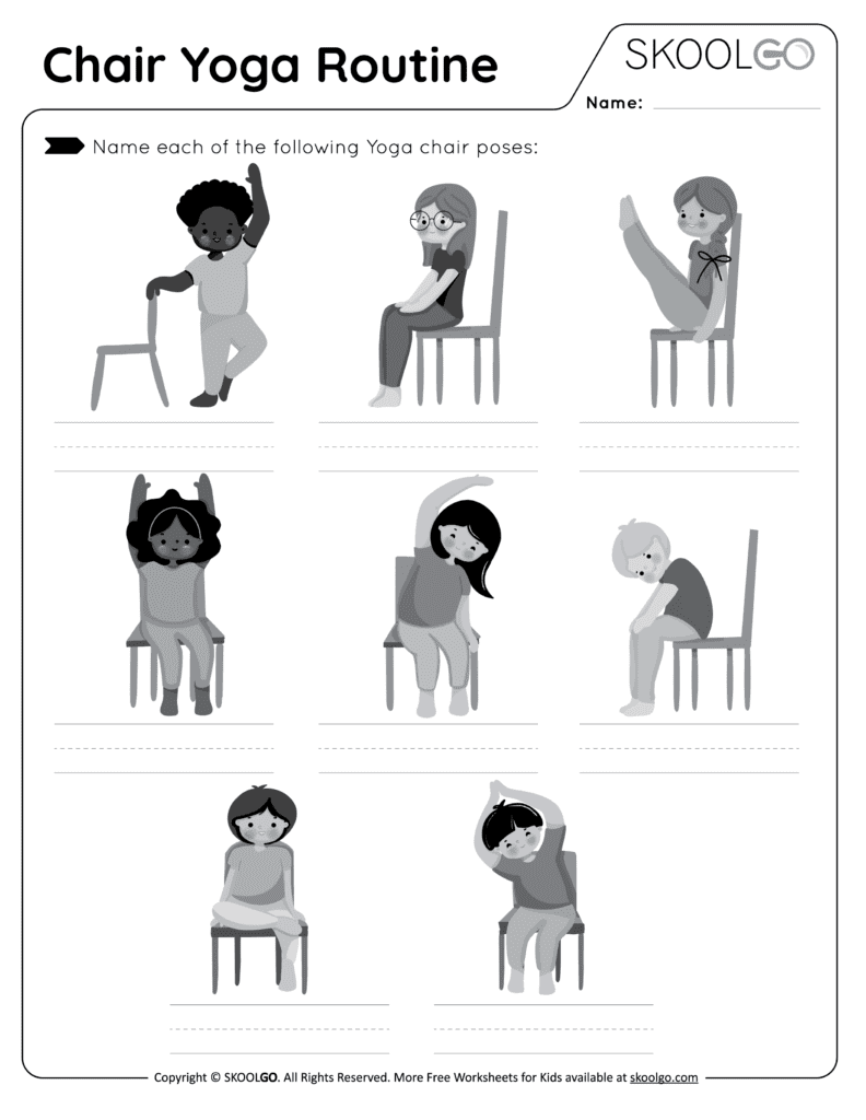 Chair Yoga Routine Free Worksheet for Kids SKOOLGO