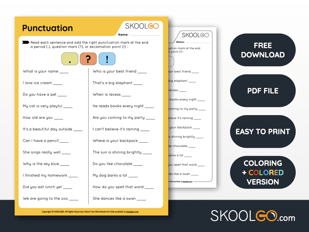 Punctuation Practice Free Worksheet for Kids SKOOLGO