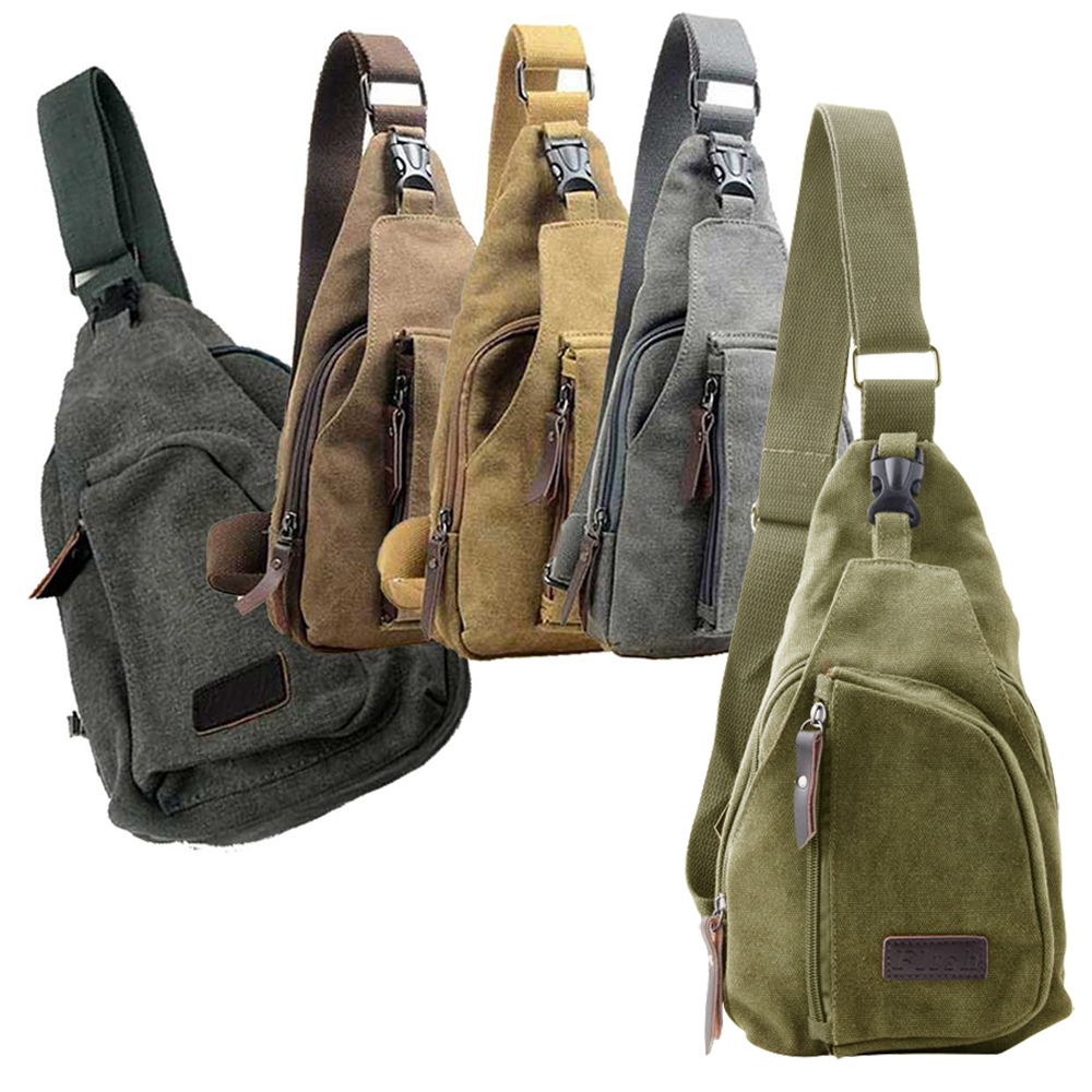 Men's Canvas Military Messenger Shoulder Travel Bags Hiking Fanny Small