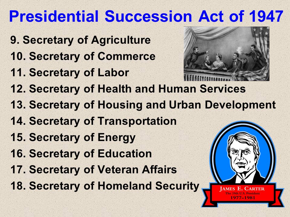 Presidential Succession And Disability Presidential Succession Act Of Vice President 2.Speaker Of The House 3.Pro Tempore Of The Senate 4.Secretary. - Ppt Download