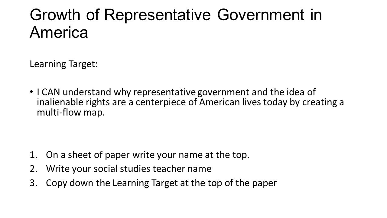 Growth Of Representative Government In America Social Studies Pride