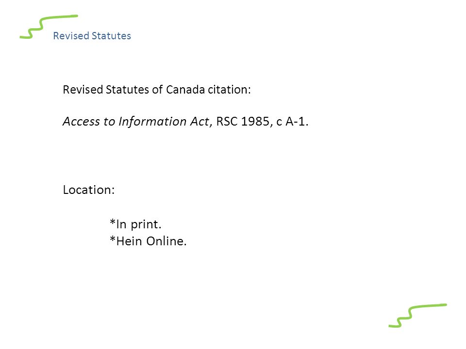 Statutes Online by Demers BA LLB MLIS. Annual Statutes Citation