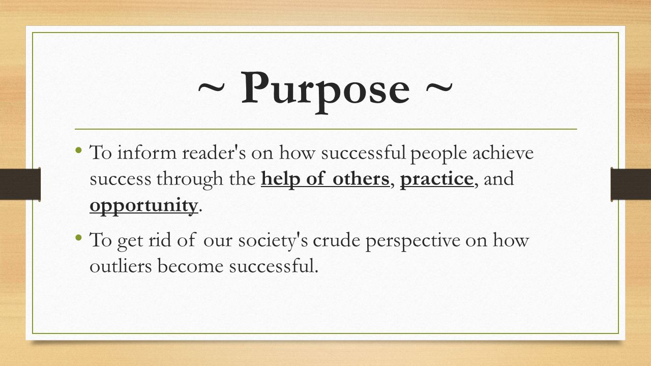 Outliers #1 Claim & Purpose Prologue & Chapter Ppt Download