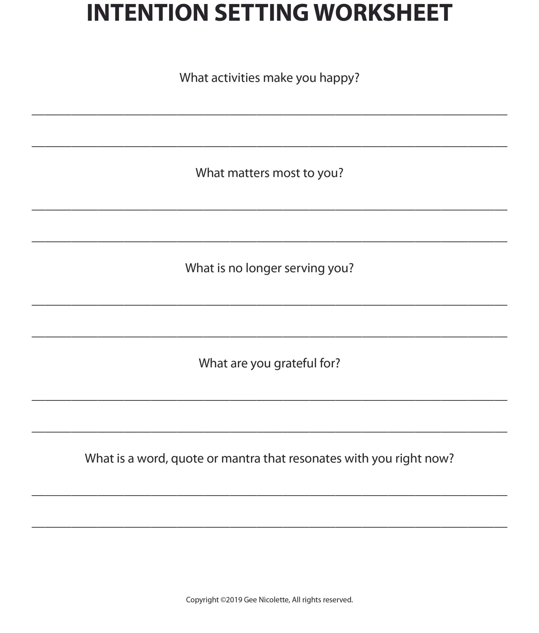 9+ Intention Setting Worksheet HaranJamillah