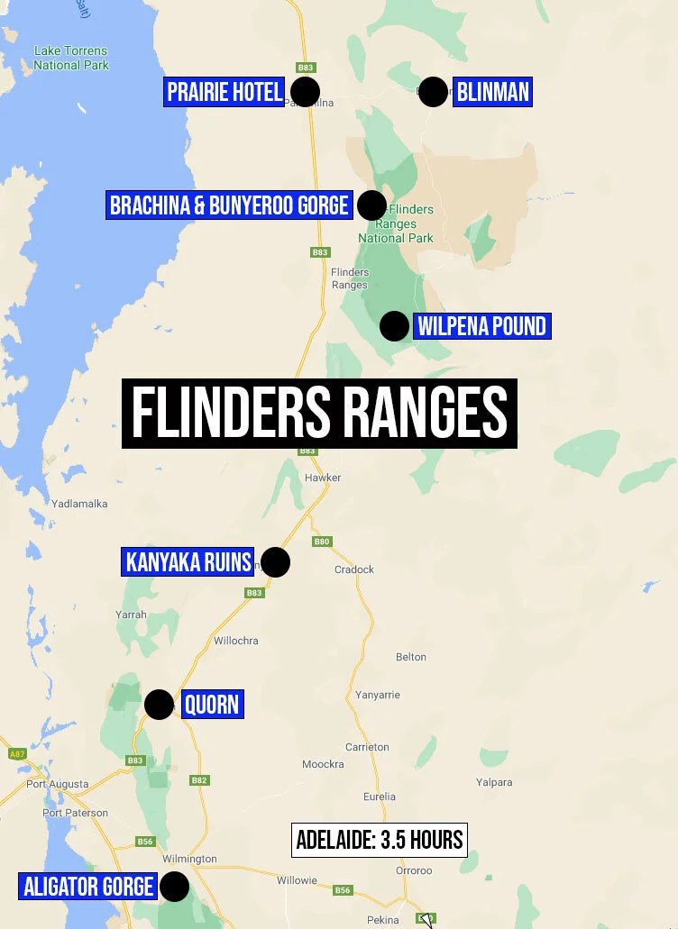 Map Of Flinders Ranges