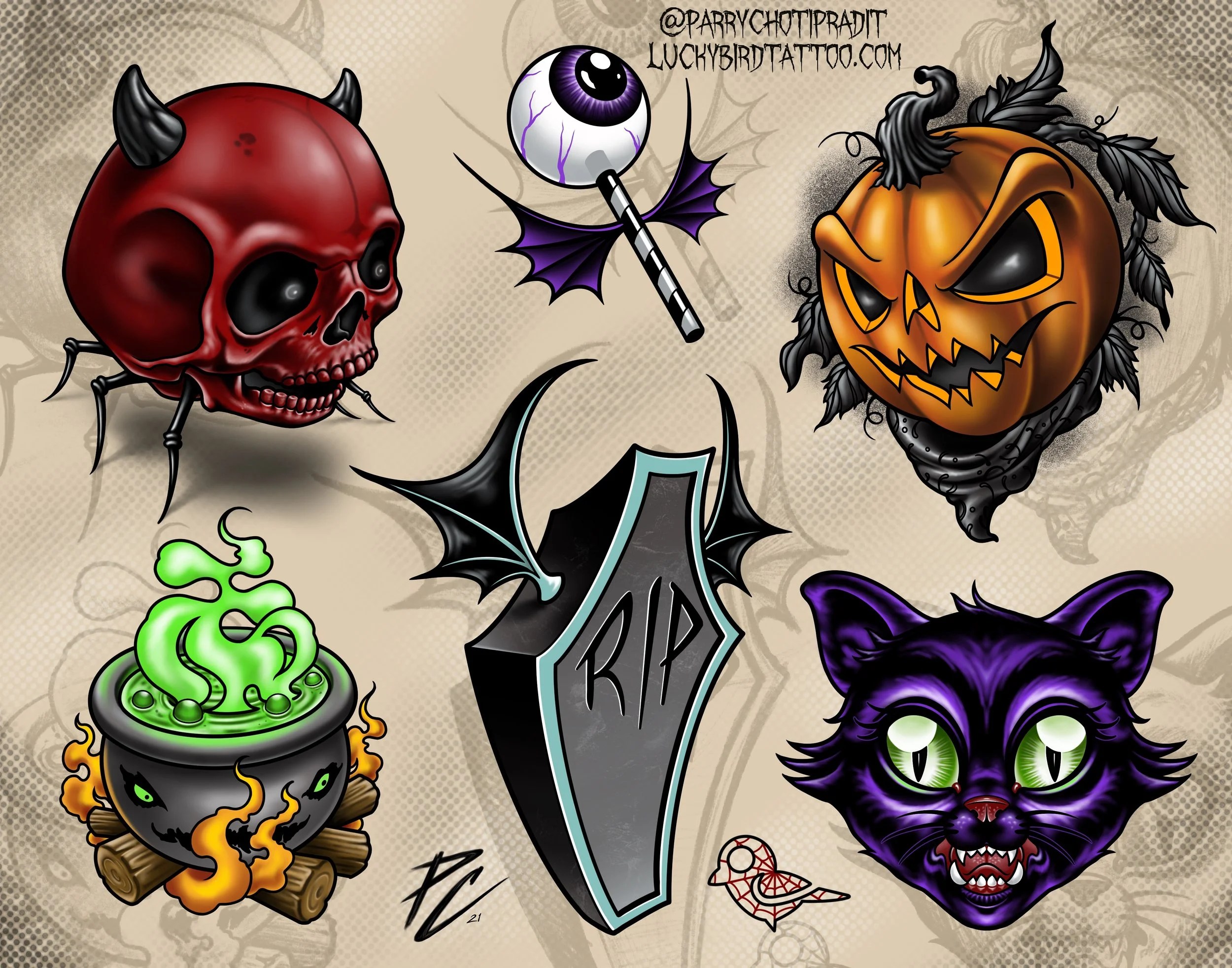 Halloween Flash Day 2021 — Lucky Bird Tattoo 1964_x_2500_jpg