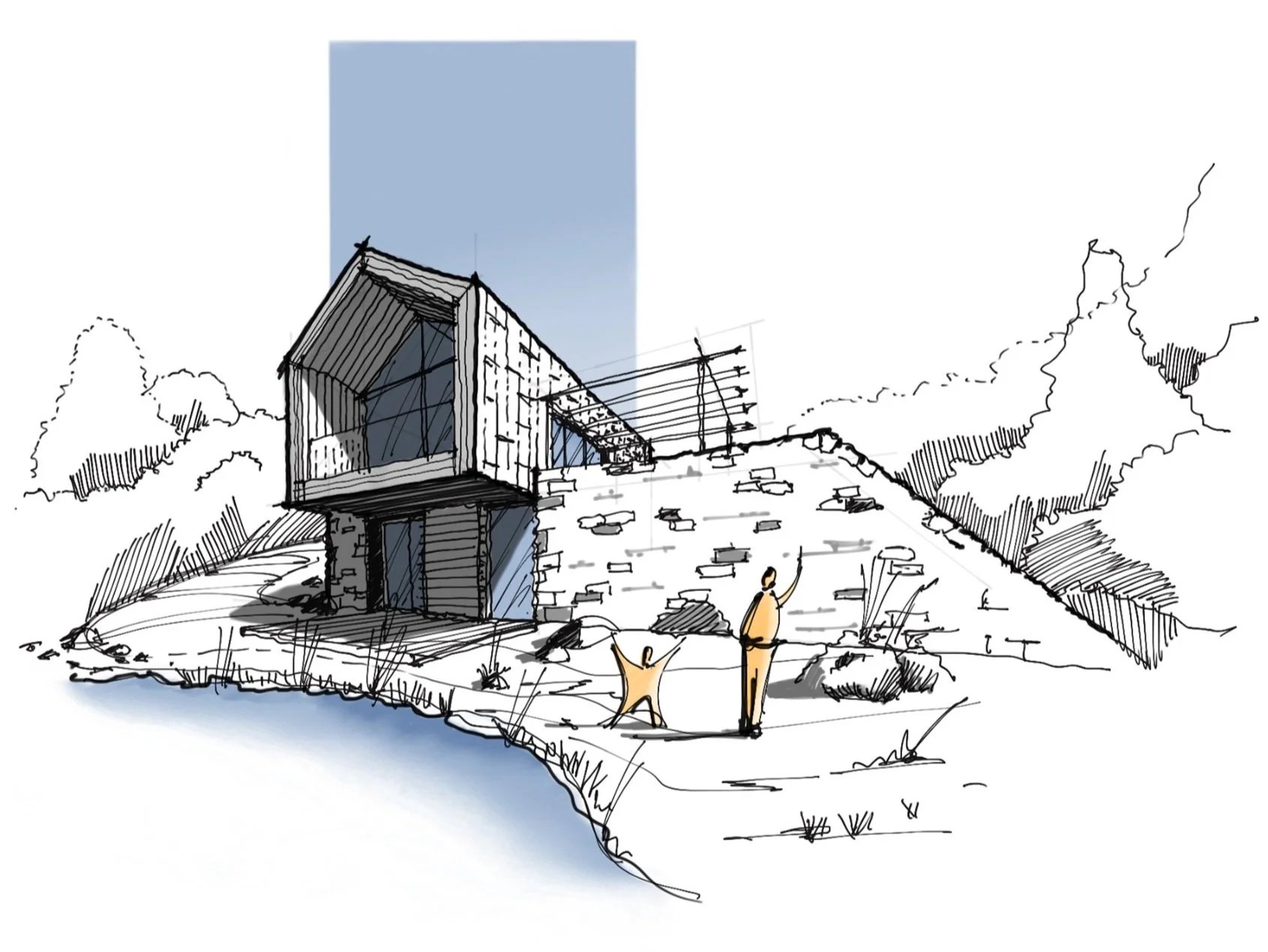 7Step Perspective Drawing [Architecture Design Concept Development
