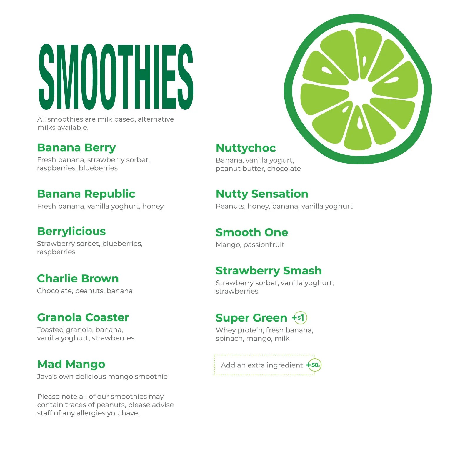 Smoothies — Java Juice