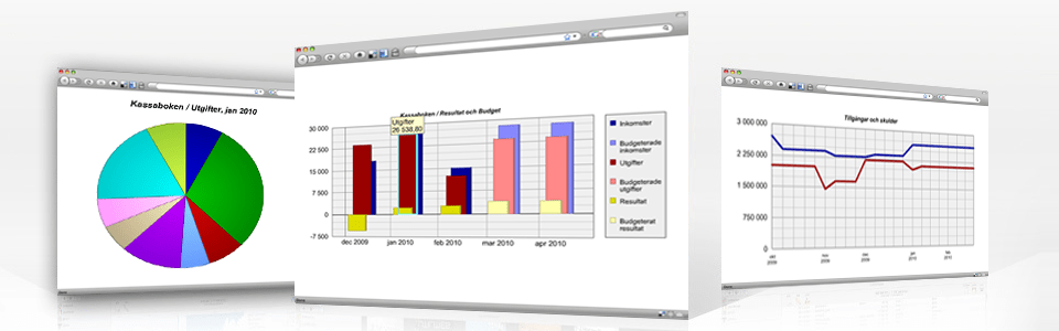 Överblick Budget, kassabok, tillgångar & skulder, avtal & aktieportfölj