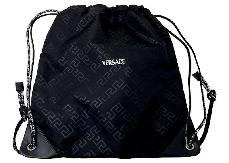 Versace Rucksack Drawstring Bag Black in Nylon GB