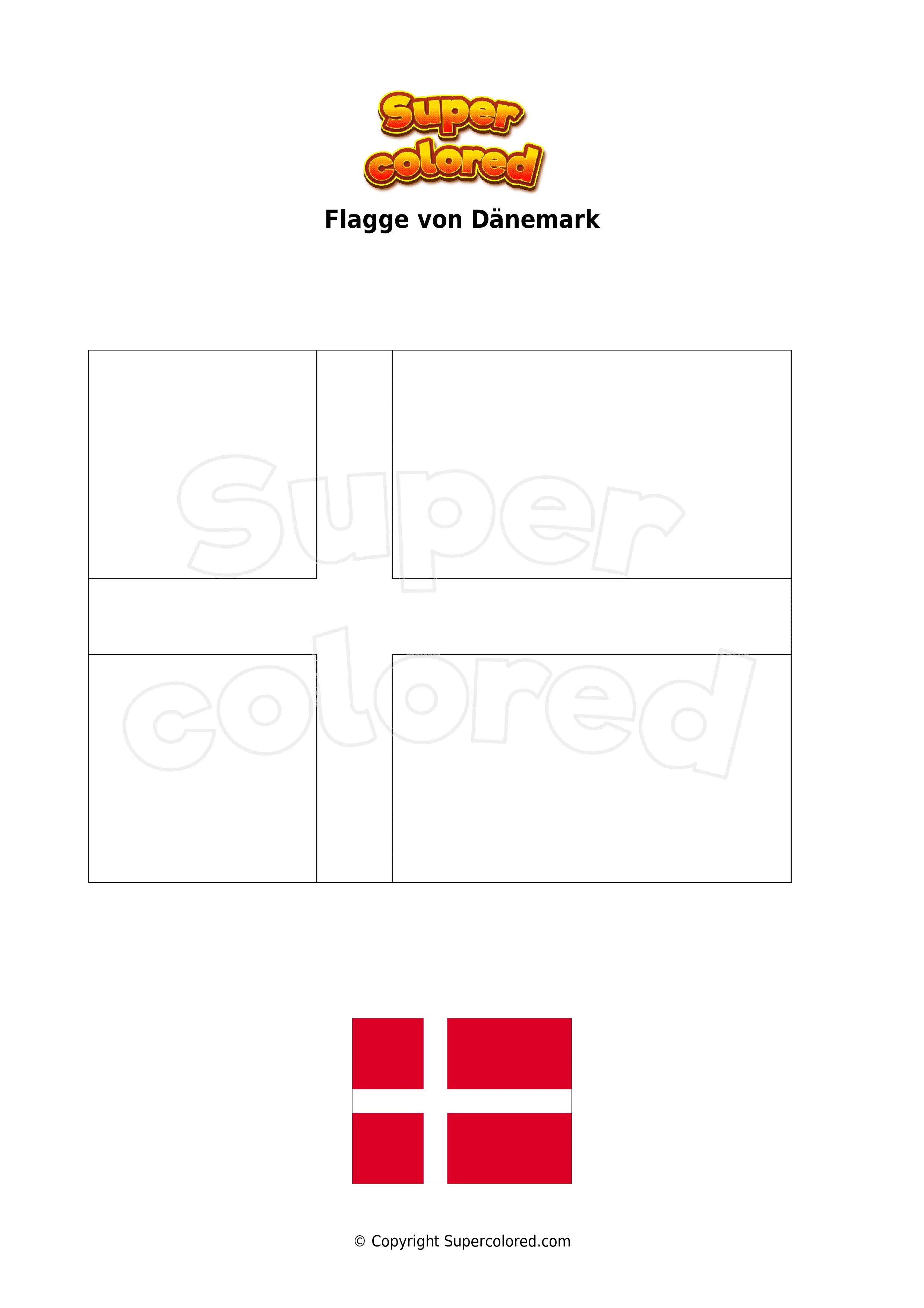 Ausmalbild Flagge von Dänemark