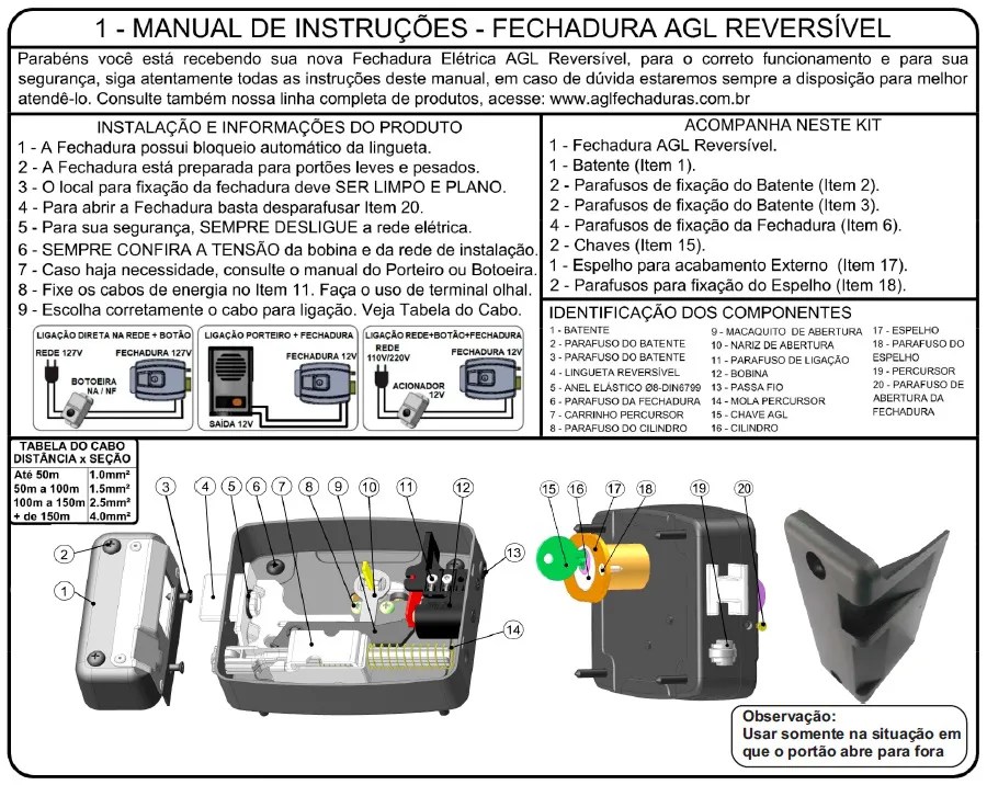 ERB Segurança e Eletrônicos Fechadura Elétrica AGL LR 100 12V