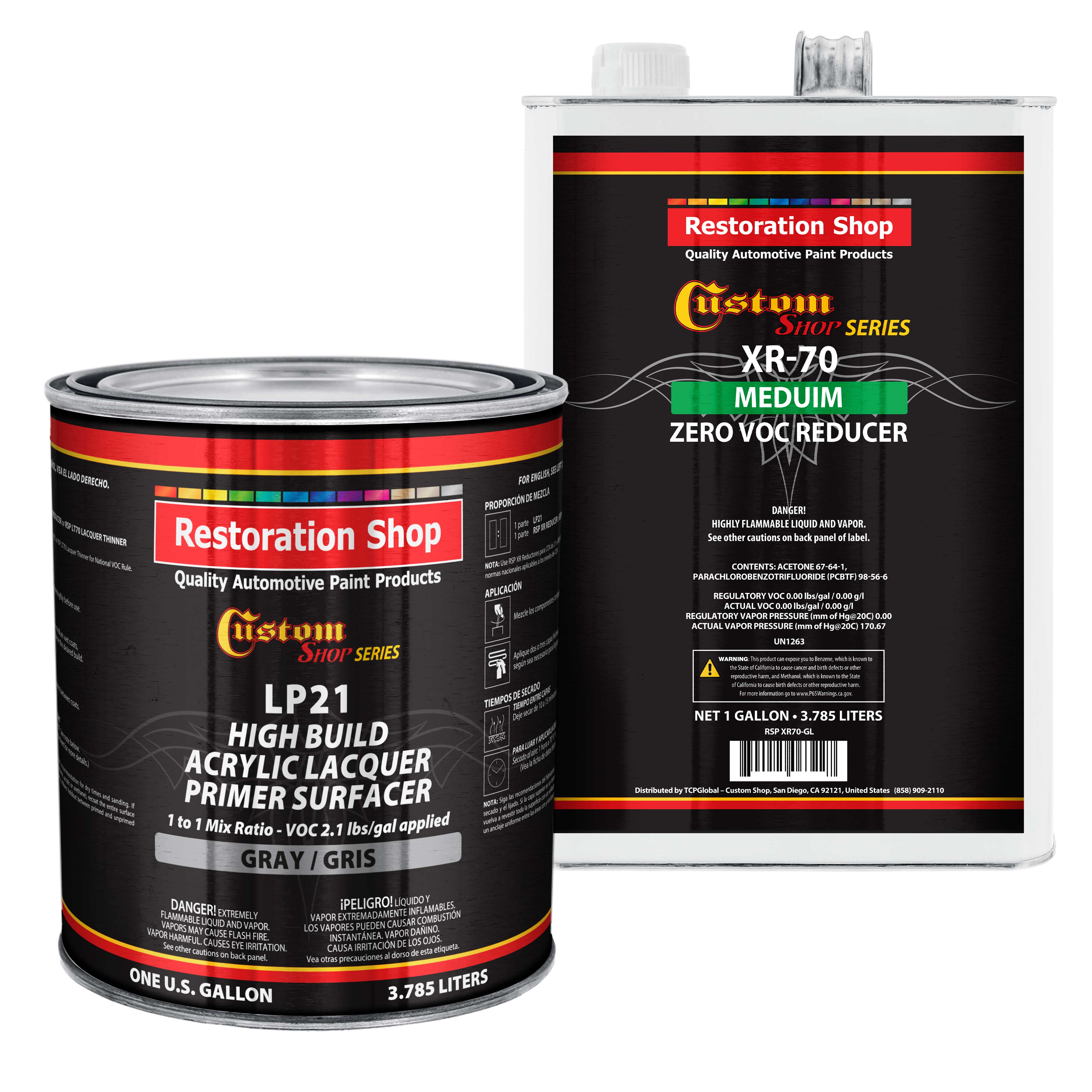 High Build Acrylic Lacquer Primer Surfacer & Zero V.O.C. Medium Reducer