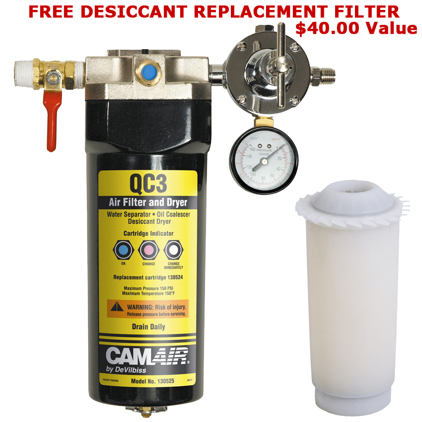 DeVILBISS QC3 DESICCANT Air FILTER DRYERAuto Spray Gun w/ FREE FILTER