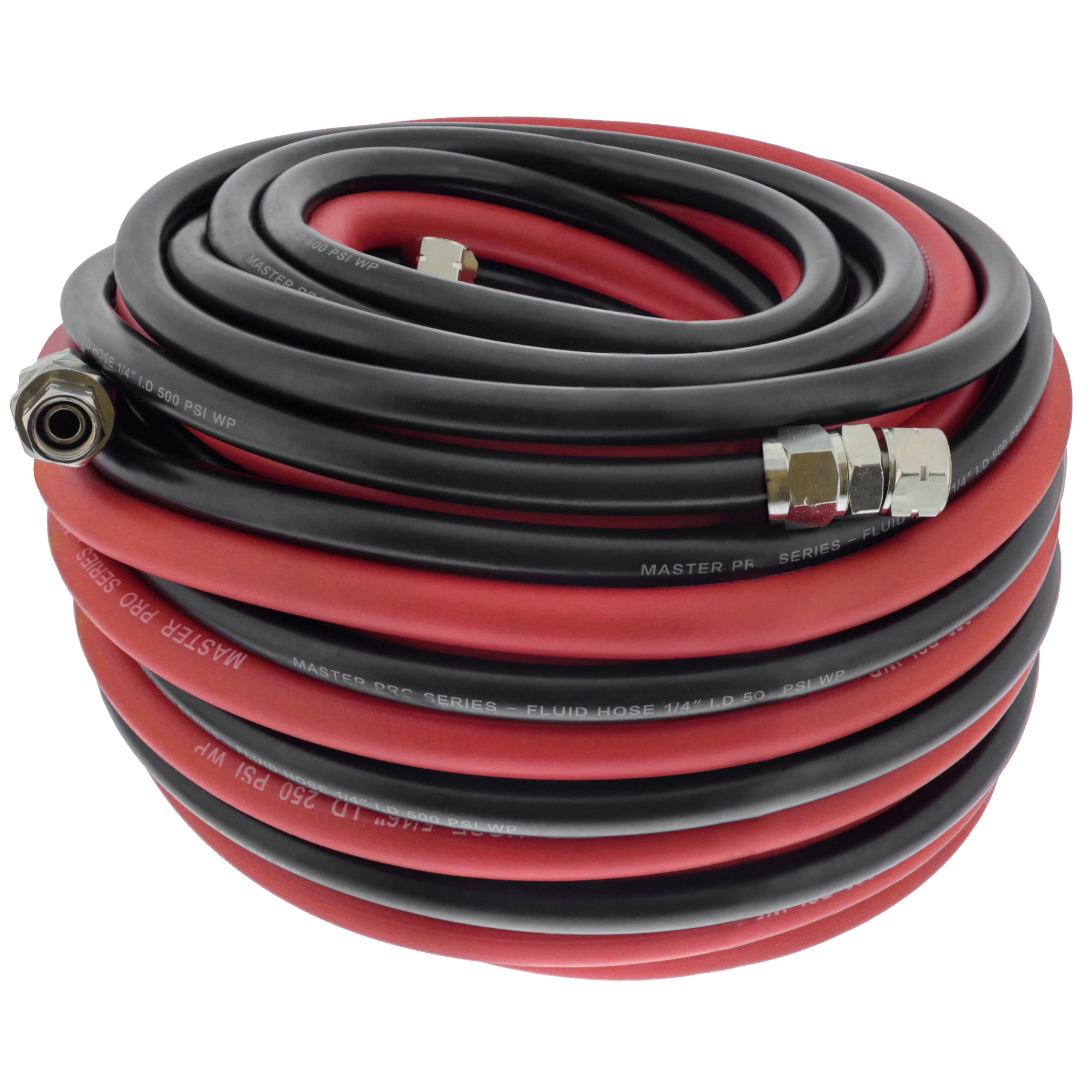 50 Foot Air and Fluid Hose Assembly Set for Spray Guns, Paint Pressure