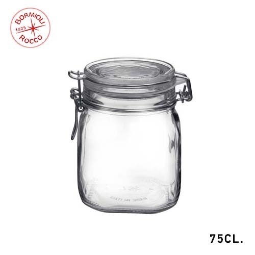 POT DE CONSERVATION FIDO VERRE CONT. 75CL. CARRÉ ROCCO BORMIOLI Technimo