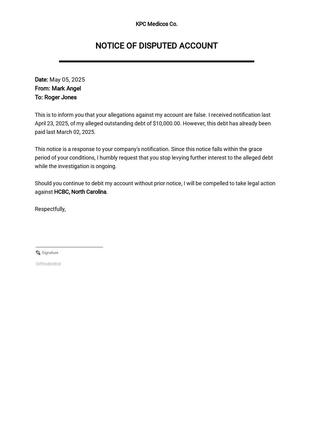 Charge Account Limit Raise Notice Template in Google Docs, Word