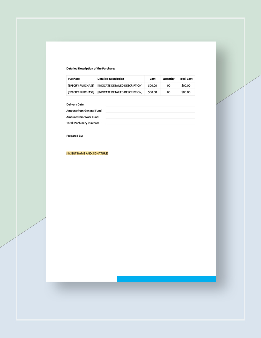 Machinery Purchase Quotation Template in Pages, Word, Google Docs