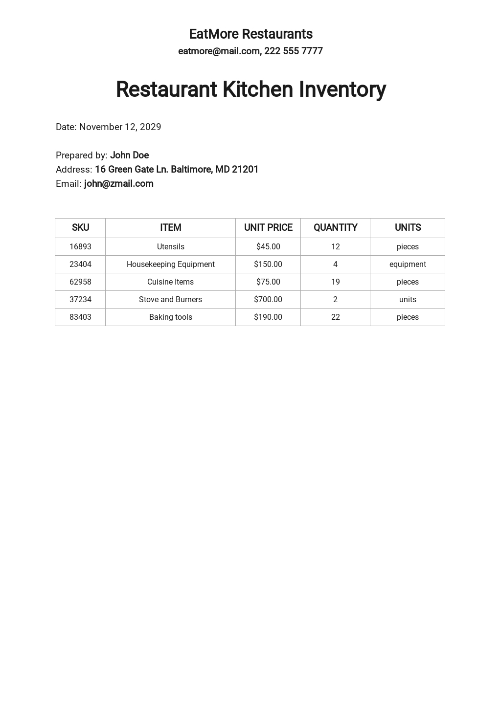 FREE Inventory Templates in Microsoft Excel (XLS)