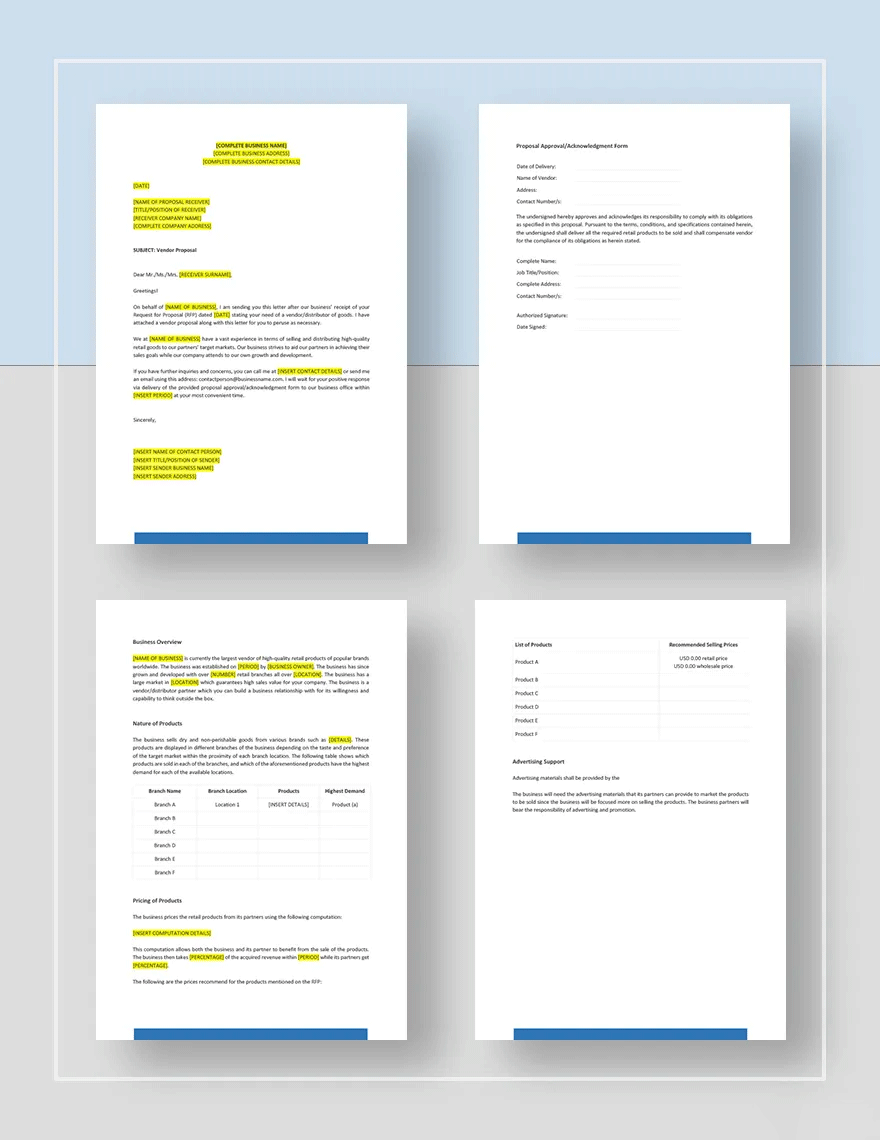 Vendor Proposal Template in Word, Pages, Google Docs Download