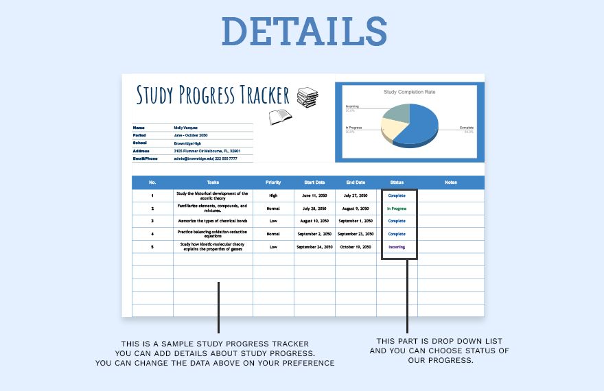 Study Progress Trackers Templates in Excel, Google Sheets Download