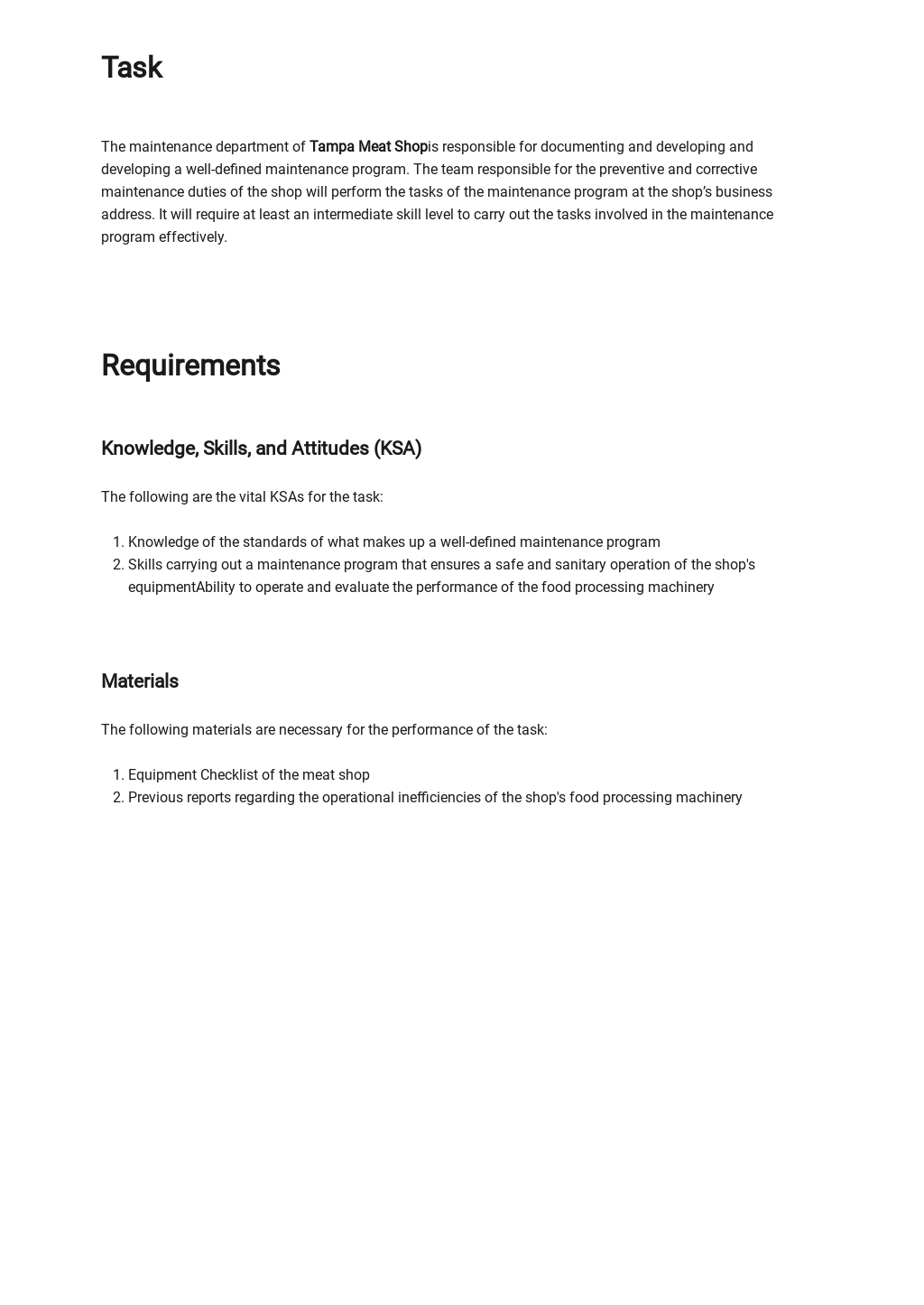 Maintenance Task Analysis Template [Free Google Docs] Word
