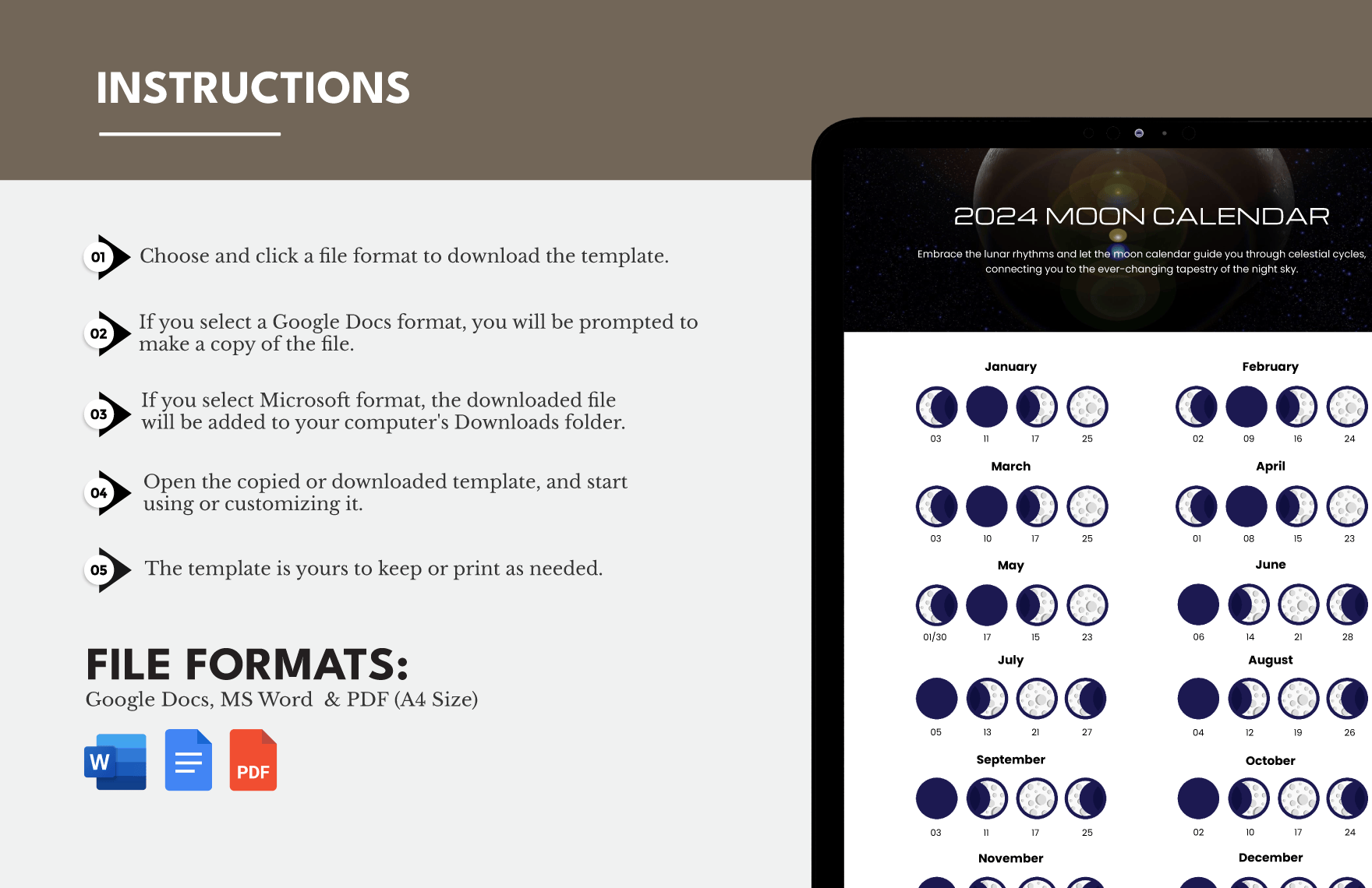 Moon Calendar Template in Word, PDF, Google Docs Download