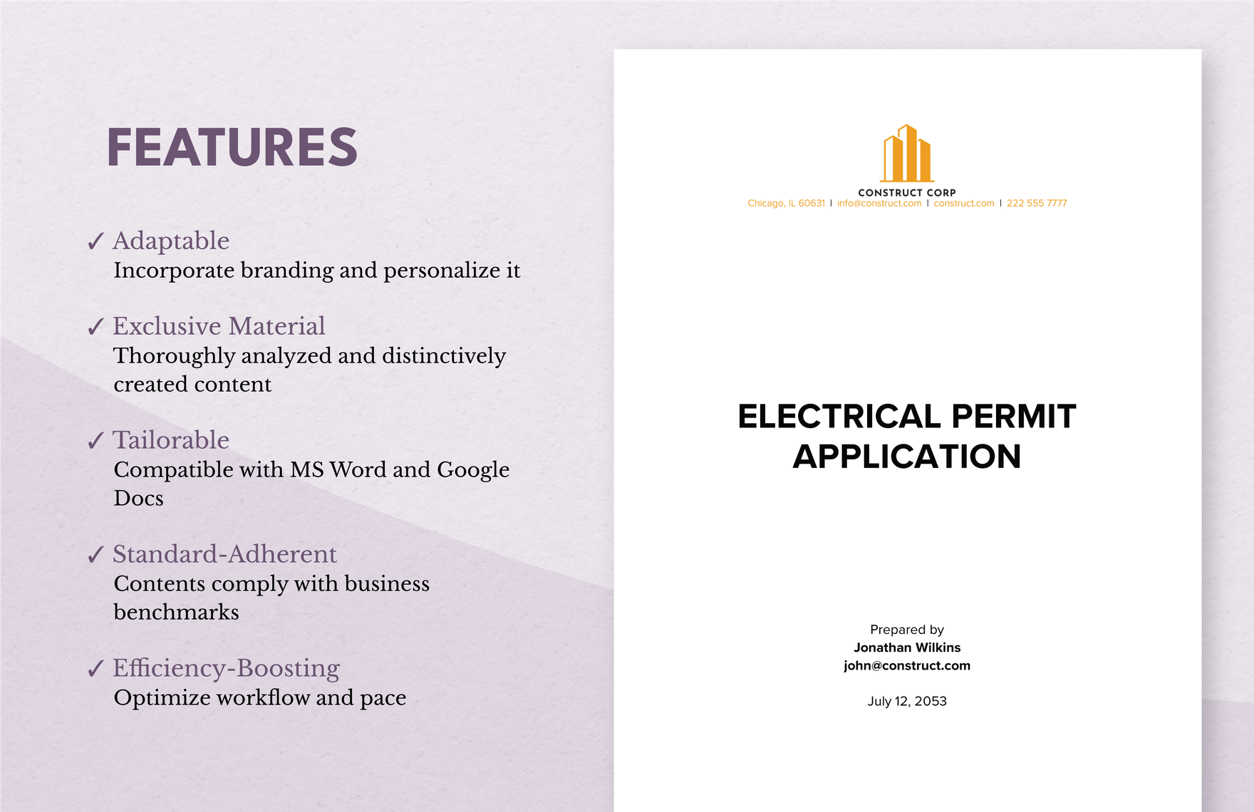 Electrical Permit Application Template in Word, Google Docs Download