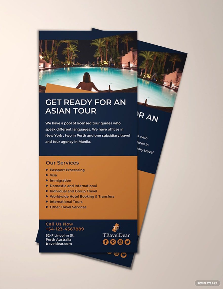 Travel Agency Rack Card Template in PSD, Illustrator Download